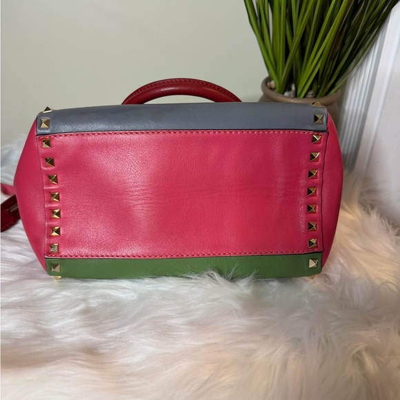 Valentino Pink and Green Studded Satchel - Picture 6 of 6